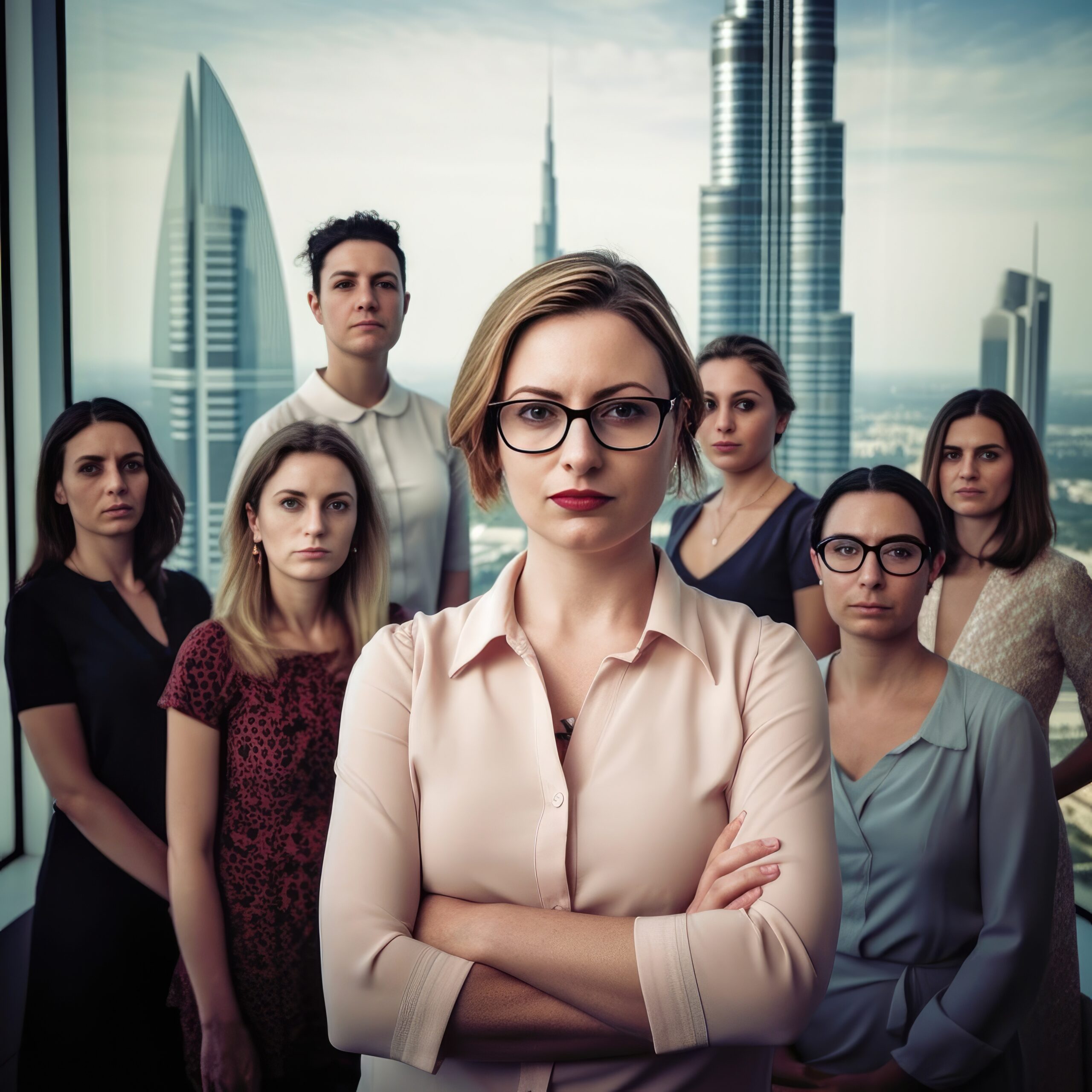 woman-with-office-staff-facing-came